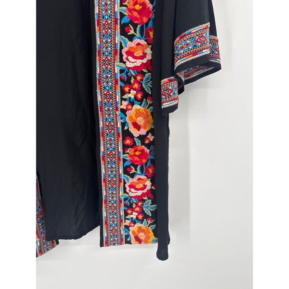 Savanna Jane Black  Embroidered Open  Kimono Cardigan topper size small new - Picture 7 of 7
